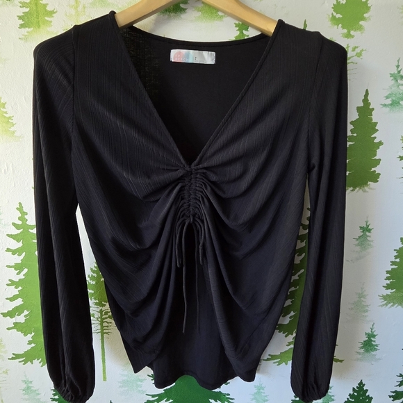 Free People Black Ruched Women's Top